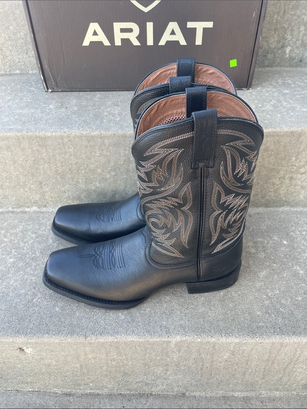 Ariat Men’s Black Sport Herdsman Square Toe Western Sz 12 D Medium Boots - Picture 3 of 6